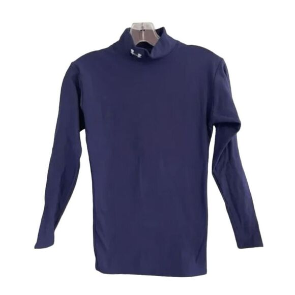 Under Armour Wicking Mock Neck Athletic Shirt Royal Blue Long Sleeve Turtleneck - Picture 1 of 7
